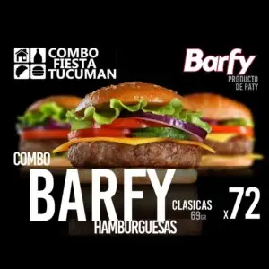 Combo 72 hamburguesas Barfy Clásicas económicas con panes y aderezos para entrega en Tucumán - San Miguel de Tucumán, Yerba Buena y Tafí Viejo