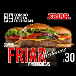 "Combo 30 hamburguesas Friar Medianas 69g calidad economica con panes y aderezos para eventos íntimos de 18-25 personas en Tucumán - San Miguel de Tucumán, Yerba Buena y Tafí Viejo"
