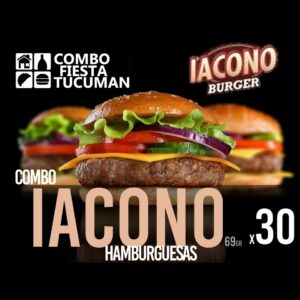 "Combo 30 hamburguesas Iacono 69g calidad regional economica con panes y aderezos para eventos íntimos de 18-25 personas en Tucumán - San Miguel de Tucumán, Yerba Buena y Tafí Viejo"