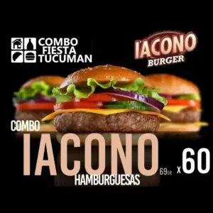 "Combo 60 hamburguesas Iacono 69g calidad regional economica con panes y aderezos para eventos de 35-45 personas en Tucumán - San Miguel de Tucumán, Yerba Buena y Tafí Viejo"