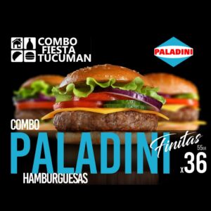 "Combo 36 hamburguesas Paladini Finitas 55g calidad italiana premium con panes y aderezos para eventos íntimos de 18-25 personas en Tucumán - San Miguel de Tucumán, Yerba Buena y Tafí Viejo"