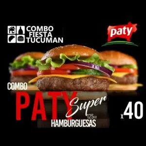 "Combo 40 hamburguesas Paty Super 120g línea premium xl con panes y aderezos para eventos de 25-35 personas en Tucumán - San Miguel de Tucumán, Yerba Buena y Tafí Viejo"