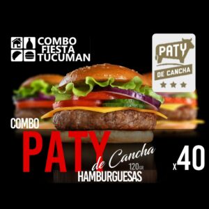 "Combo 40 hamburguesas Paty de Cancha 125g estilo parrilla con panes y aderezos para eventos de 25-35 personas en Tucumán - San Miguel de Tucumán, Yerba Buena y Tafí Viejo"