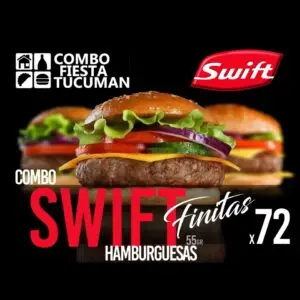 "Combo 72 hamburguesas Swift Finitas 55g calidad premium accesible con panes y aderezos para eventos de 40-50 personas en Tucumán - San Miguel de Tucumán, Yerba Buena y Tafí Viejo"